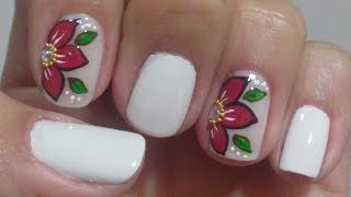 Unhas Express Decoração com Flor Manual Bela e Simples [upl. by Ranita348]