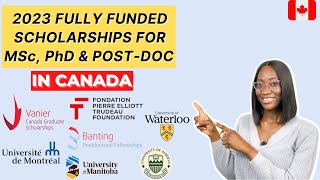 2023 FULLY FUNDED SCHOLARSHIPS IN CANADA FOR INTERNATIONAL STUDENTS  Masters PhD Postdoctoral [upl. by Inor]