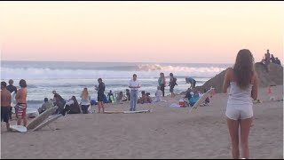 Laird Hamilton shoots pier on Huge wave  Malibu Lagoon  Surfrider Beach  82614 [upl. by Uos]