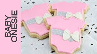 BABY ONESIE DECORATED COOKIES FOR A BABY SHOWER [upl. by Jer]