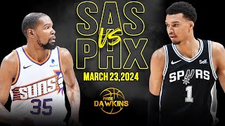 San Antonio Spurs vs Phoenix Suns Full Game Highlights  March 23 2024  FreeDawkins [upl. by Helsie]