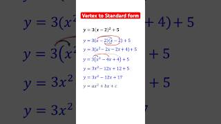 Vertex to standard form algebra quadraticequations [upl. by Andrea]