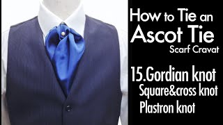 How to tie an Ascot tie cravat 15Gordian knot Plastron knot Squareampcross knot [upl. by Rainer]