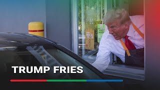 Trump makes fries works drivethru window at McDonalds  ABSCBN News [upl. by Nitin524]