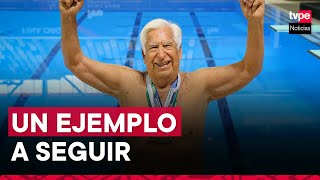 Adulto mayor de 91 años representará al Perú en Master de Natación y Aguas Abiertas Lima 2023 [upl. by Enimzzaj]