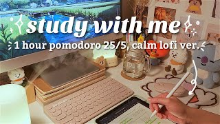 1 HOUR STUDY WITH ME 🌸 pomodoro 255 calm lofi iPad writing cozy forest sounds timer amp alarm [upl. by Zendah533]