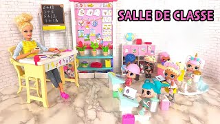 Poupées LOL Barbie Ecole Salle de Classe  Histoires de Poupées [upl. by Llerot]