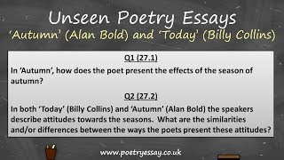 GCSE Grade 9 Unseen Poetry Essays – ‘Autumn’ by Alan Bold amp ‘Today’ by Billy Collins AQA 2017 [upl. by Terag653]