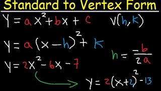 Standard Form to Vertex Form Without Completing The Square Method Algebra 2 [upl. by Zumwalt304]