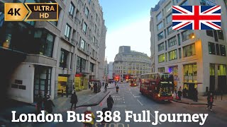 2024 UK London Bus ride Full journey  Route 388 Stratford to London Bridge Sunset ride [upl. by Minoru]