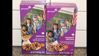 Girl Scout Cookies Samoas vs Caramel deLites Blind Taste Test [upl. by Yrrab]