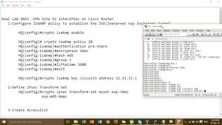 LAB GNS3  Configure VPN Site to SiteIPSec on Cisco Router Step by Step [upl. by Attirehs]