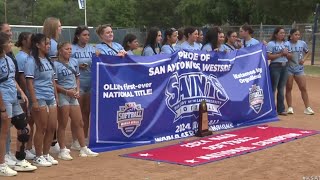 OLLU Softball celebrates first national championship win in school history [upl. by Malha]