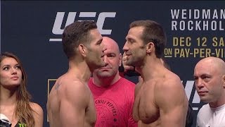 Chris Weidman and Luke Rockhold talk trash during their staredown [upl. by Helen458]