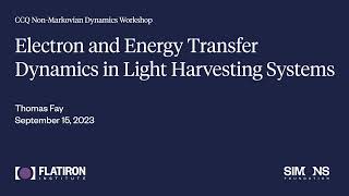 NonMarkovian Dynamics Workshop  Thomas Fay September 15 2023 [upl. by Kienan460]