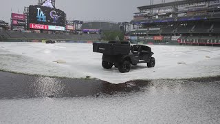 Hail covers Coors Field [upl. by Hazelton]