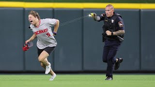 Fan invades baseball field does a backflip and gets Tasered  CAUGHT ON CAMERA [upl. by Meggy61]