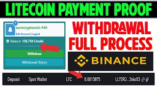 Litecoin Free Earning Site Payment Proof  Paying on Binance  ltclink [upl. by Anoek]