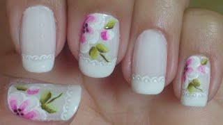 Unhas Decoradas Com Francesinha e Flores Manual Bela e Simples [upl. by Edyaw801]