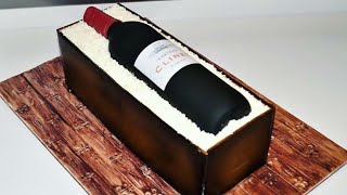 Cake decorating tutorials  how to make a Wine Bottle in a Wood Crate cake  Sugarella Sweets [upl. by Nalehp]