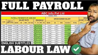 🔴How to make Payroll in Excel for beginners  Payroll Calculation as per Labour Laws [upl. by Laersi647]