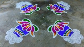 Big Pongal pot rangoli🌹Sankranthi chukkala muggulu🌹53 bhogi kundala muggulu🌹Super Pongal kolam 2024 [upl. by Chevy]