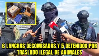 6 lanchas decomisadas y 5 detenidos por traslado Ilegal de animales de Manta a Galápagos [upl. by Jamey]