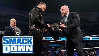 Triple H presents Reigns a new Undisputed WWE Universal Title SmackDown Highlights June 2 2023 [upl. by Postman]