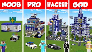 Minecraft TNT POLICE STATION HOUSE BUILD CHALLENGE  NOOB vs PRO vs HACKER vs GOD  Animation [upl. by Tekcirk533]