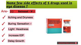 Side effects of common Five Eye drops  Atropine  Nepafenec  timolol  Prednisolone  Betnisole [upl. by Morey]