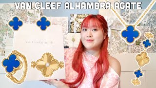 Van Cleef amp Arpels Haul💙 Van Cleef Alhambra Agate Earrings Necklace amp Ring [upl. by Sluiter]