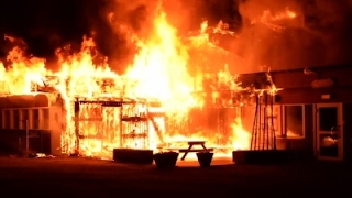 Firefighters Battle Sweden Refugee Center Blaze [upl. by Ailyt]