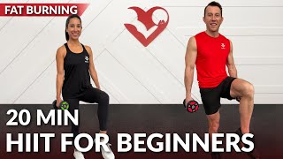 20 Min HIIT Workout for Beginners for Fat Loss  No Jumping No Repeat Easy Low Impact with Weights [upl. by Varuag]