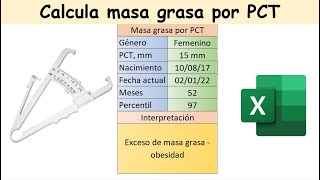 Calcula masa grasa corporal por pliegue tricipital 3 a 60 meses 5 años [upl. by Johanan]