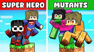 SUPERHERO vs MUTANT One Chunk in Minecraft [upl. by Bunny396]