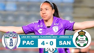 Pachuca Femenil vs Santos 40 Resumen Goles 2024 [upl. by Aicnorev141]