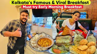 Kolkata’s Must Try Early Morning Viral Breakfast  Famous Veg Street Food in Kolkata [upl. by Ury283]