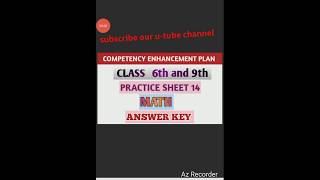 Class 6th nd 9th  PRACTICE SHEET 14  CEP  MATH  ANSWER KEY  STUDY ANYTIME [upl. by Carolin]