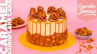 Epic Caramel Cornflake Brownie Cake Layer Cake  Full recipe and decorating tutorial [upl. by Ahsekin]