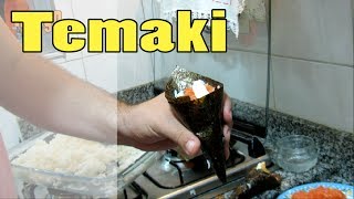 COMO FAZER TEMAKI   Salmão com Cream cheese e Sakebi [upl. by Sakram193]