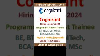 Cognizant Hiring 2024  Programmer Analyst Trainee  Bangalore Chennai  Fresher Jobs  IT Jobs [upl. by Adiazteb]