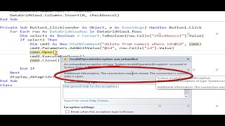 VBnet Two ways to fix error the connection was not closed The connections current state is open [upl. by Ahsitan673]