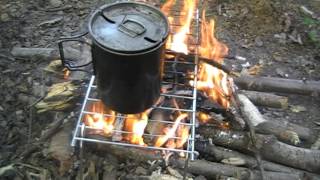 Bushcraft Fire  Coghlans Pack Grill great bit of kit for outdoors cooking over a fire [upl. by Benny228]