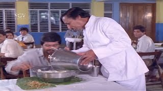 Shankarnag Eating Full Meals Hotel Comedy Scenes  Ramakrishna  Prana Snehitha Kannada Movie [upl. by Lymn]