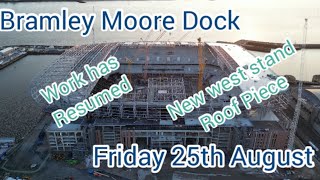 Bramley Moore Dock  new Everton stadium  work has resumed  new west stand roof piece  250823 [upl. by Camilla]