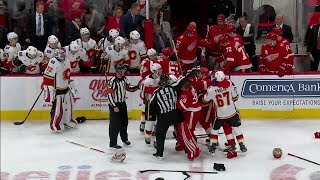 Gotta See It Chaotic bench brawl erupts between Flames and Red Wings [upl. by Arty]