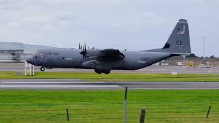 20241004 USAF Hercules C130J 088601 landing RW 12 at Prestwick [upl. by Eustace901]