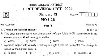 11th Physics  First Revision Exam Question paper  Thiruvallur Dist2024 ⁉️💯 Exam held on 9124 [upl. by Prudence]