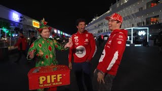 Piff the magic dragon shows Carlos and Charles some magic tricks at the Vegas GP [upl. by Stovall]