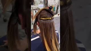 Installing tape hair extensions Last for two months in the hair reusable hairextensionsmiami [upl. by Polard]